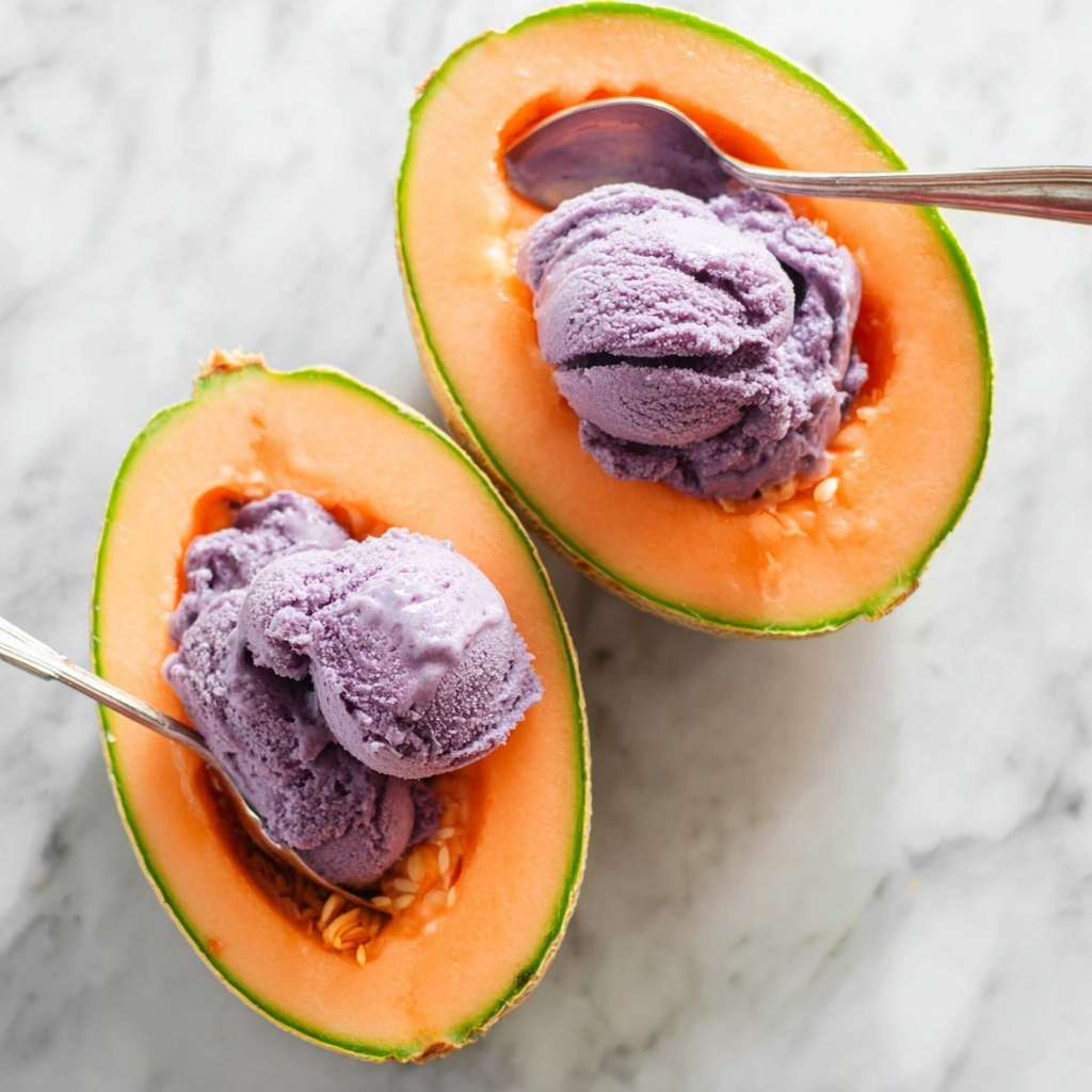 Vegan Blueberry Banana Ice Cream in Cantaloupe Bowls Recipe - Recipe Image