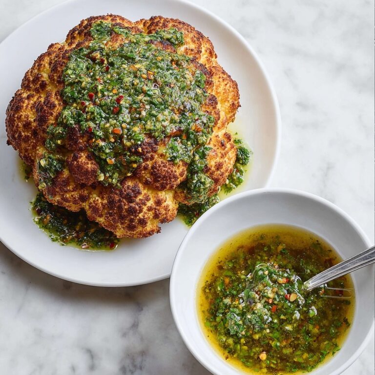 Whole Roasted Cauliflower with Herb Chimichurri Recipe