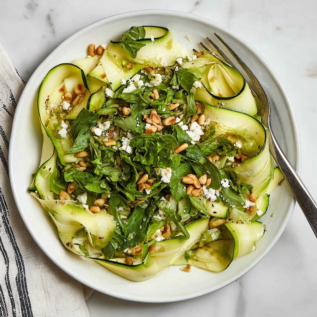 Shaved Zucchini Salad with Lemon, Pine Nuts, and Goat Cheese Recipe - Recipe Image