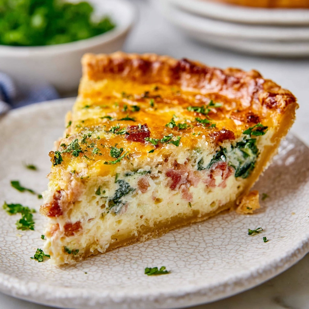 Bacon Spinach Quiche with Gruyère, Swiss, and Cheddar Recipe - Recipe Image
