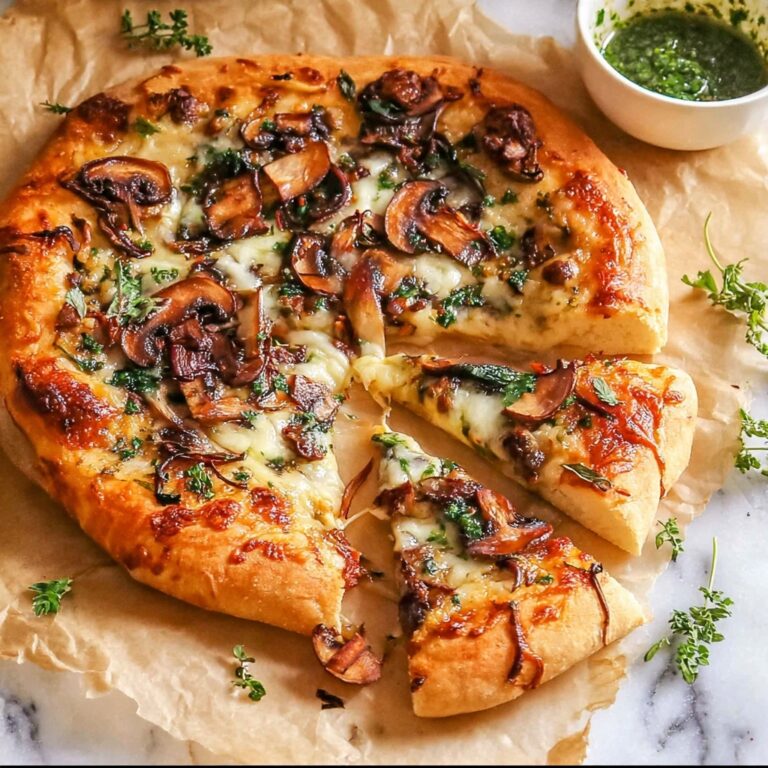 Mushroom Pizza with Basil, Parmesan, and Garlic Oil Recipe