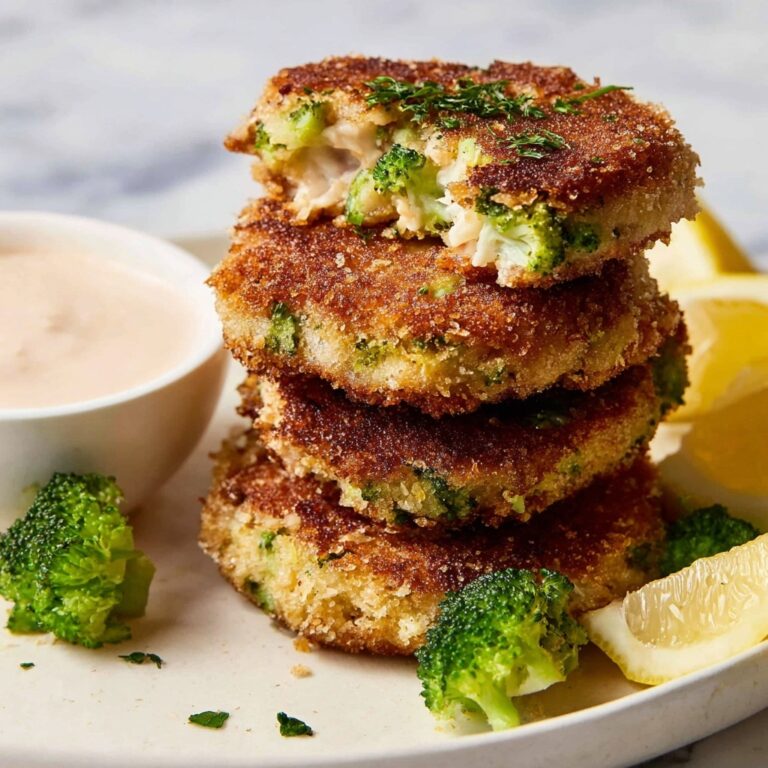 Broccoli Chicken Fritters with Pink Sauce Recipe