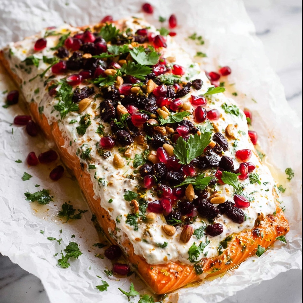 Christmas Baked Salmon with Cranberries, Almonds, and Dill Recipe - Recipe Image