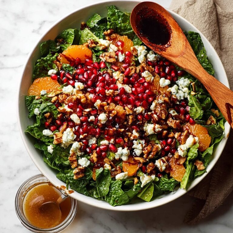 Pomegranate Salad with Spinach, Kale, Honey Walnuts & Pomegranate Dressing Recipe