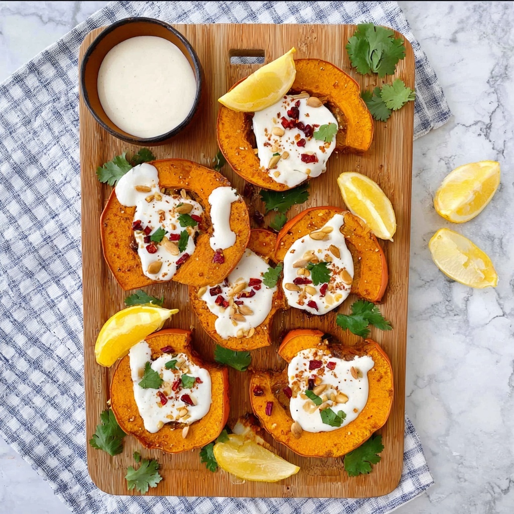 Cinnamon Roasted Pumpkin with Lemon Yogurt, Pine Nuts, and Spicy Chilli Recipe - Recipe Image