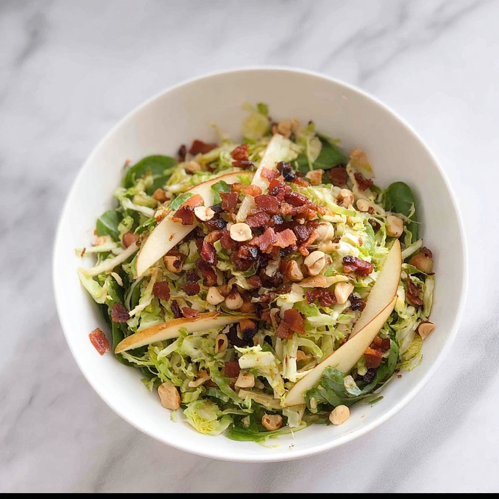 Brussels Sprout Salad with Hazel Nuts Bacon and Apple Recipe - Recipe Image