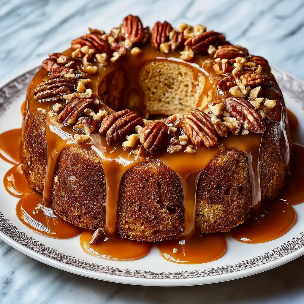 Apple Pecan Cake With Caramel Glaze Recipe - Recipe Image