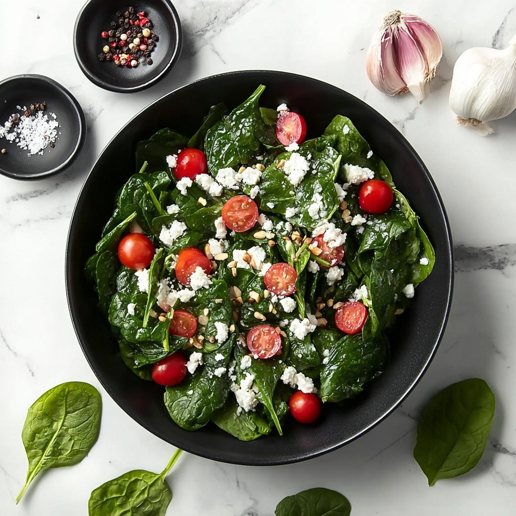 Winter Spinach Salad with Pomegranate, Feta, and Almonds Recipe - Recipe Image