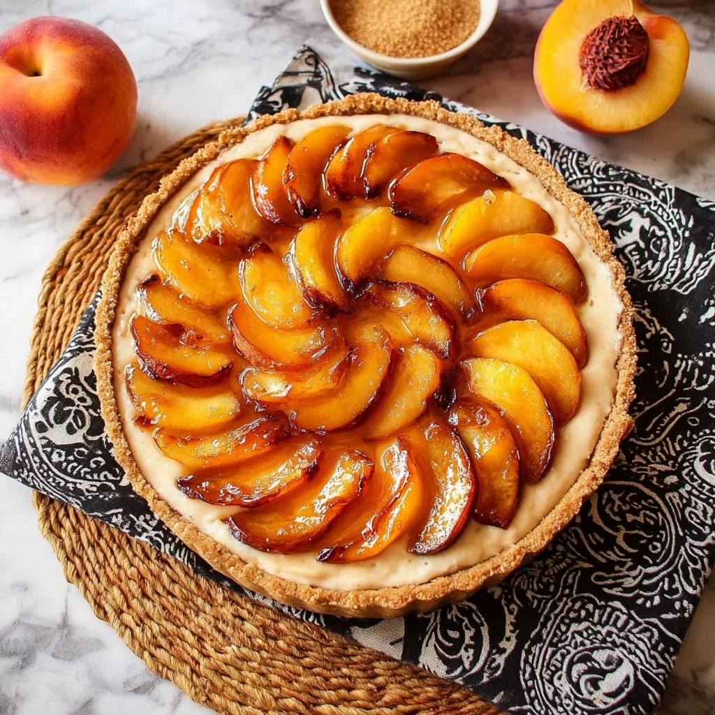 No Bake Dulce de Leche Cheesecake with Caramelized Peaches Recipe - Recipe Image