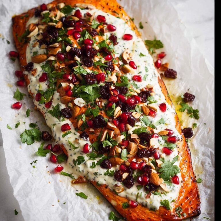 Christmas Baked Salmon with Cranberries, Almonds, and Dill Recipe