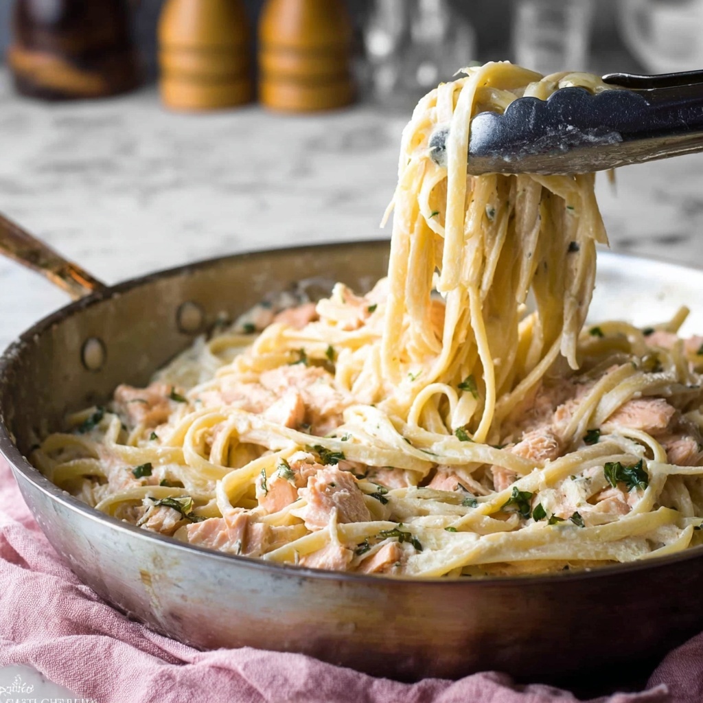 Salmon Alfredo Pasta Recipe - Recipe Image