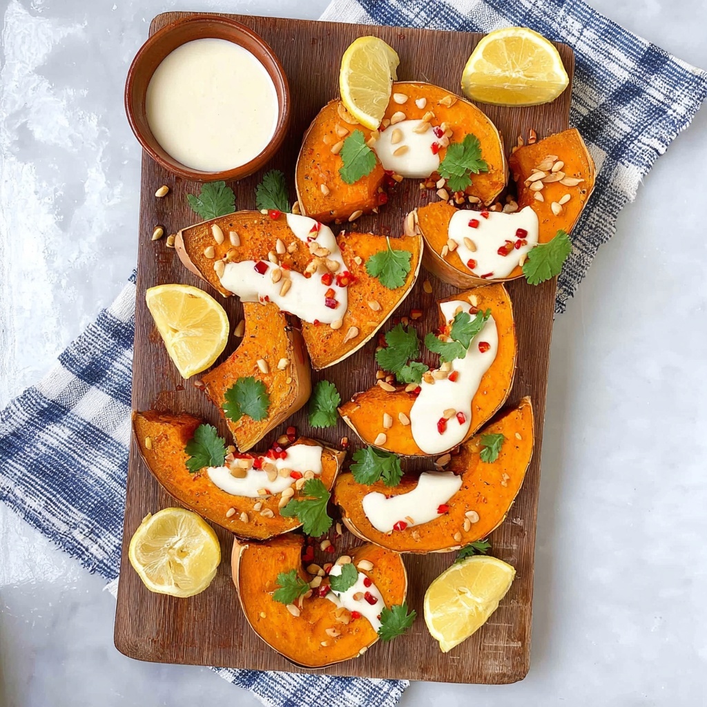 Cinnamon Roasted Pumpkin with Lemon Yogurt, Pine Nuts, and Spicy Chilli Recipe - Recipe Image
