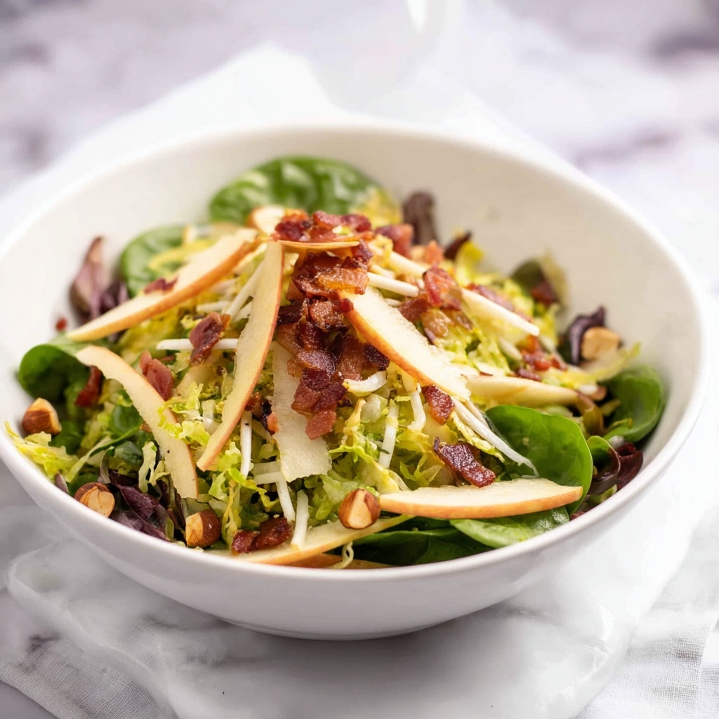 Brussels Sprout Salad with Hazel Nuts Bacon and Apple Recipe - Recipe Image