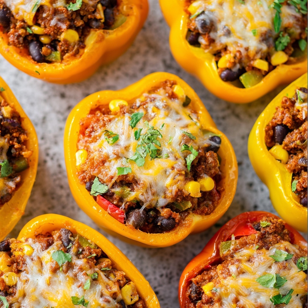Mexican Stuffed Peppers with Ground Turkey and Black Beans Recipe - Recipe Image