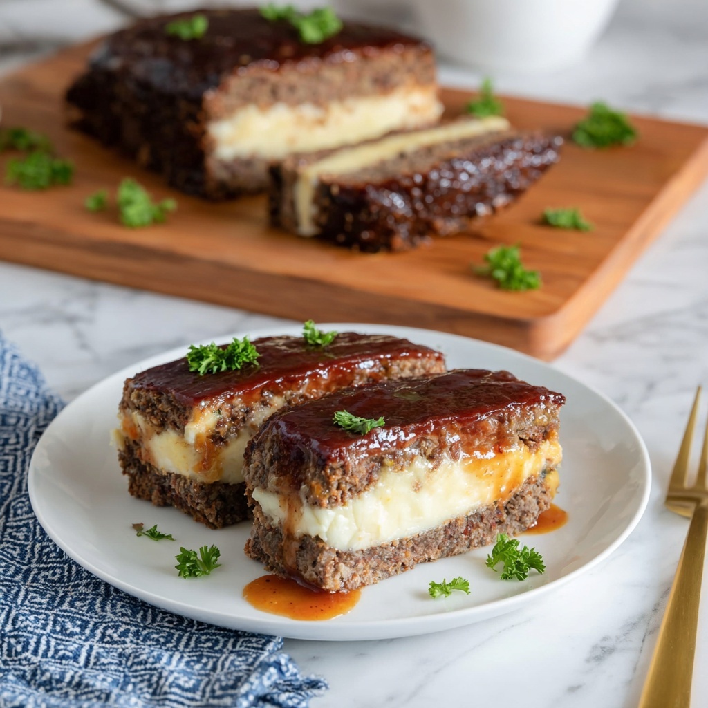 Stuffed Meatloaf with Cheesy Layers and Tangy Sauce Recipe - Recipe Image