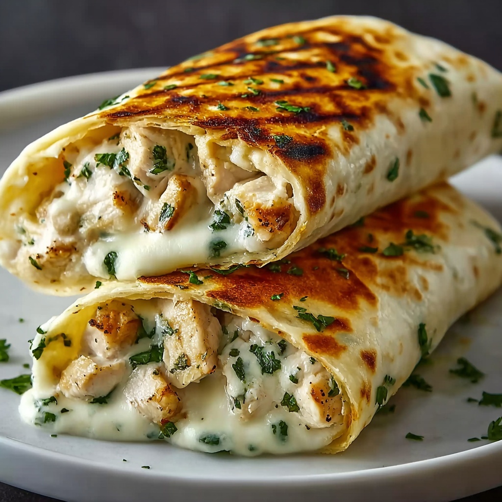 Indulgent Low Carb Cheesy Garlic Chicken Wraps Recipe - Recipe Image