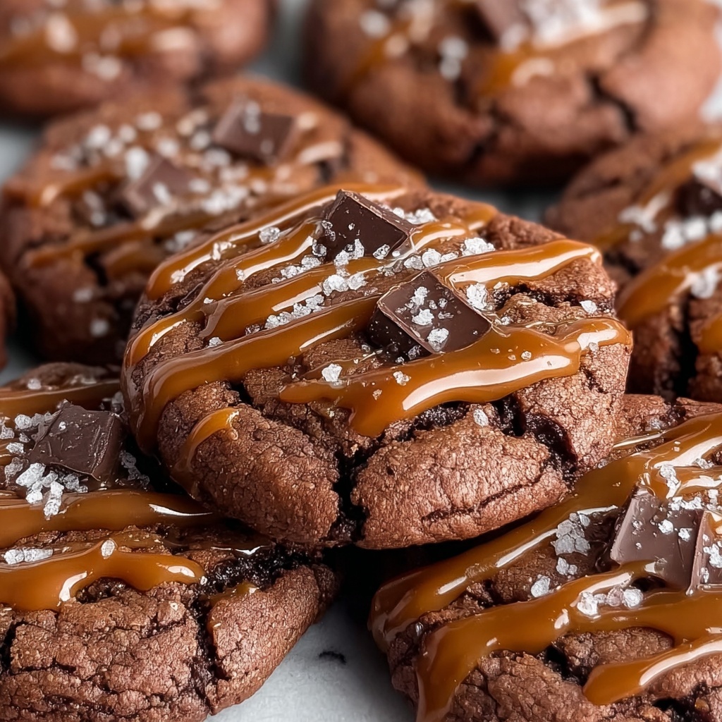 Decadent Double Chocolate Salted Caramel Cookies Recipe - Recipe Image