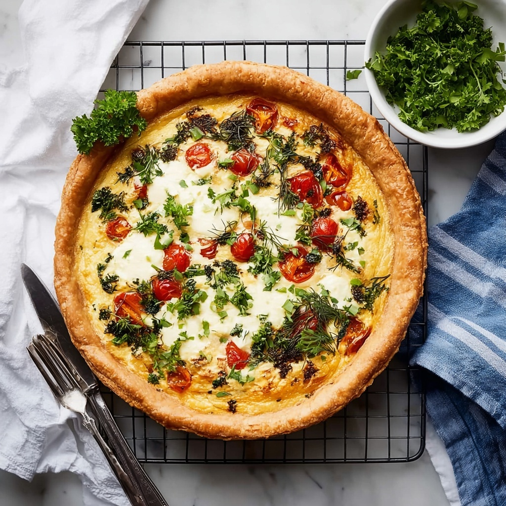 Easy Tomato Spinach Feta Quiche Recipe - Recipe Image