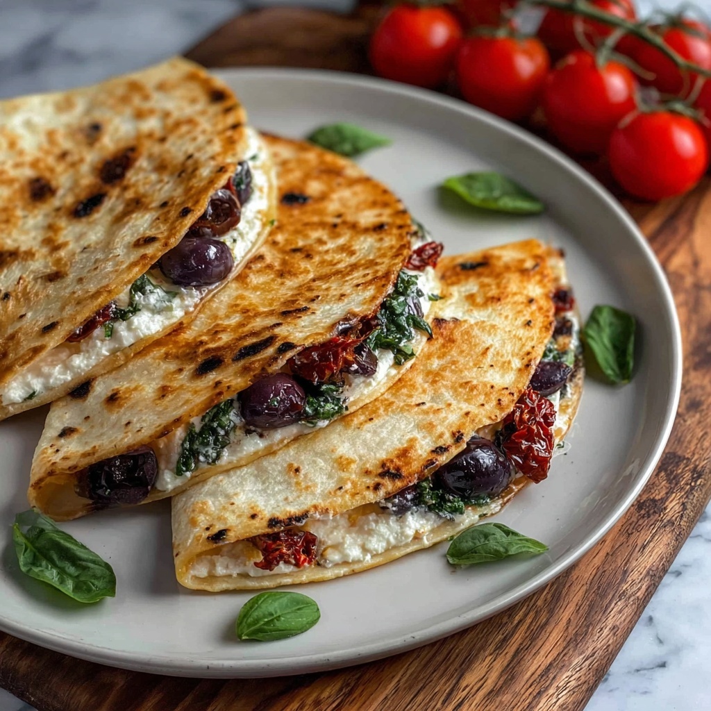 Grilled Spicy Mediterranean Quesadillas Recipe - Recipe Image