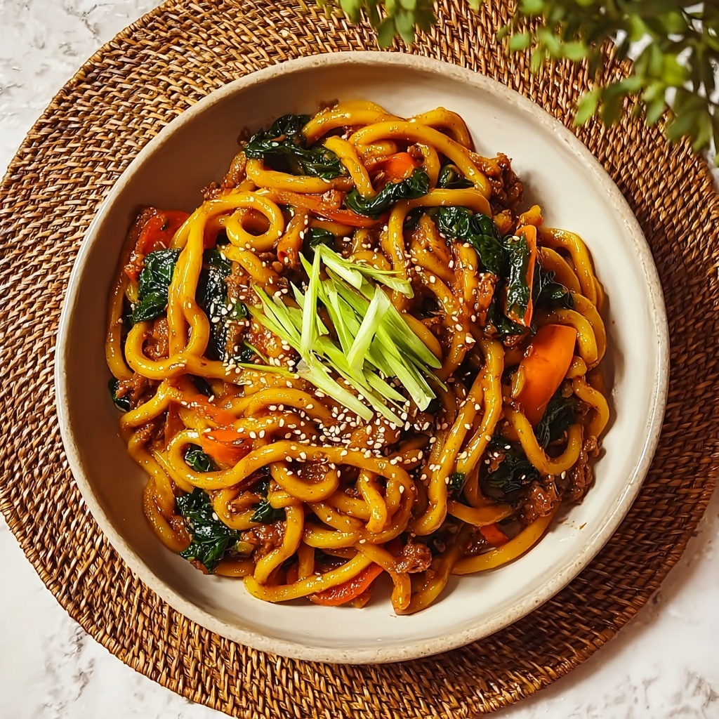 Creamy Gochujang Udon Noodles Recipe - Recipe Image