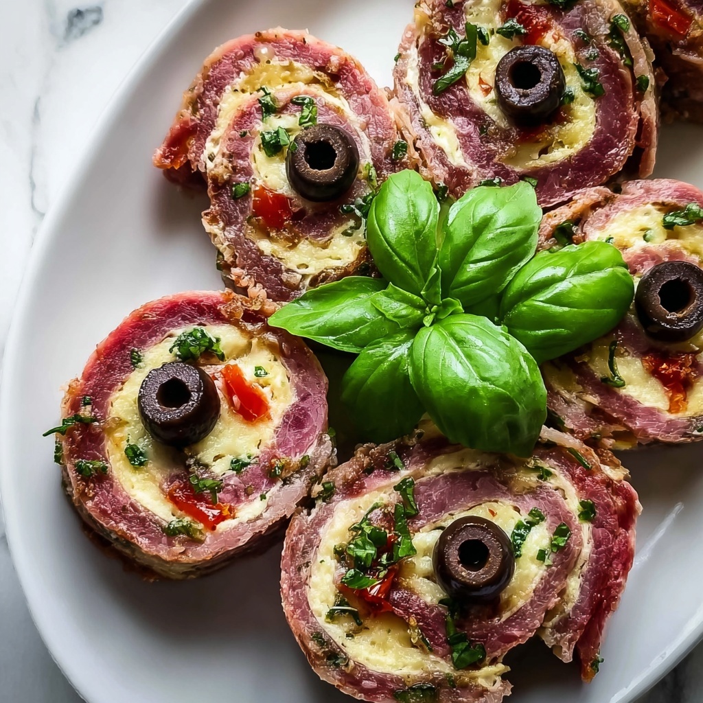 Keto Salami Roll-Ups with Cream Cheese, Olives, and Roasted Red Bell Peppers Recipe - Recipe Image