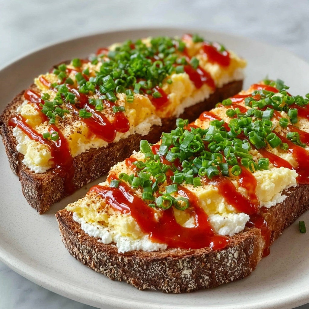 Cottage Cheese Egg & Sriracha Protein Toast Recipe - Recipe Image