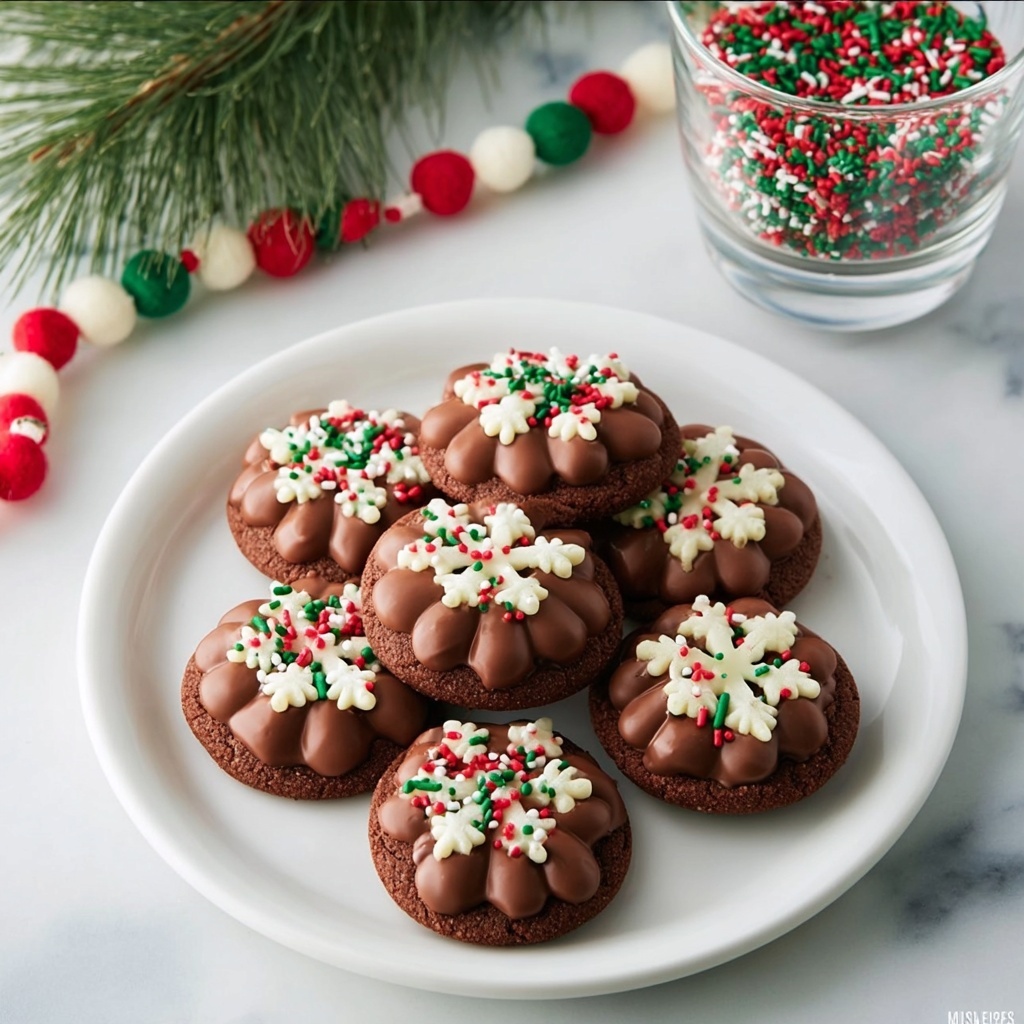 Chocolate Christmas Cookies with Festive Glaze Recipe - Recipe Image