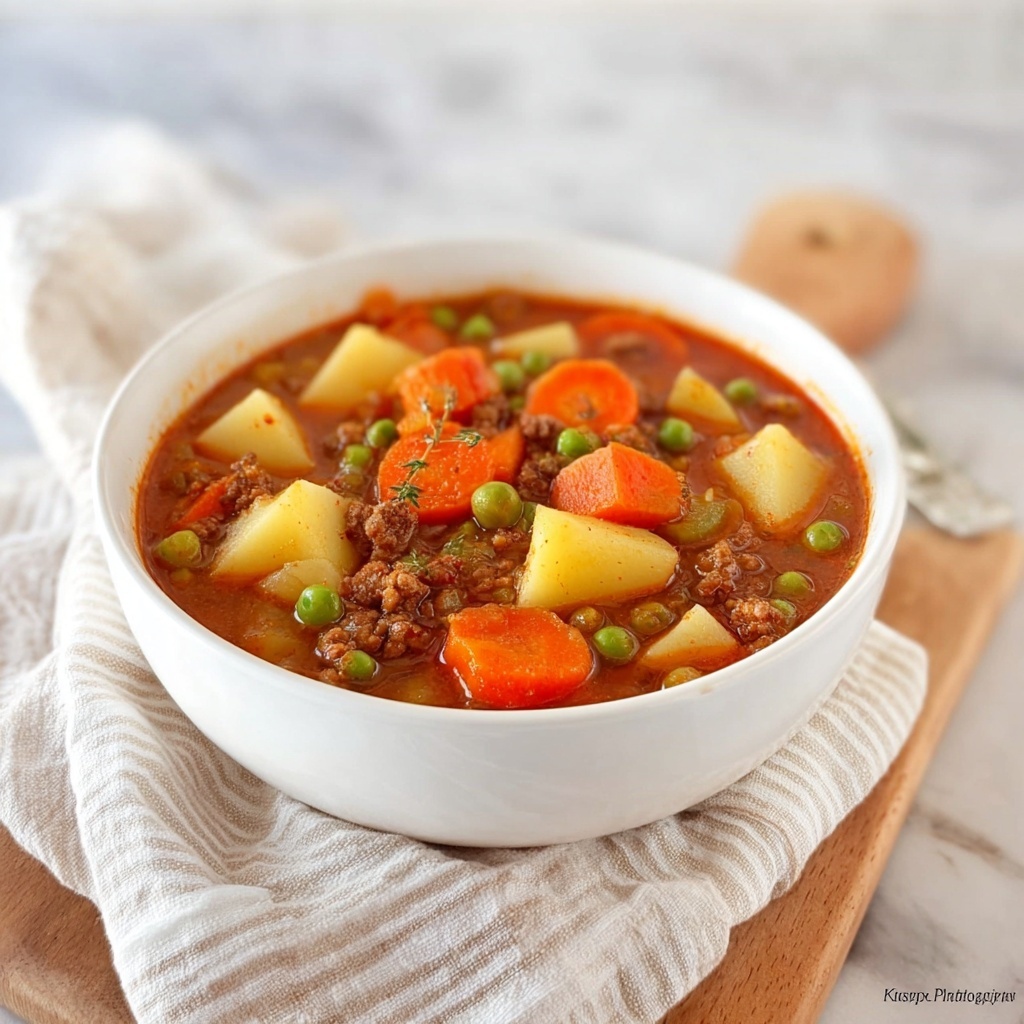Hearty Hamburger Soup with Vegetables and Tomato Paste Recipe - Recipe Image