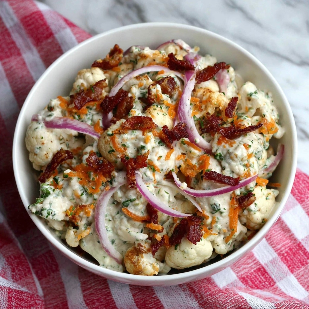 Low Carb Roasted Cauliflower Salad with Bacon and Cheddar Recipe - Recipe Image