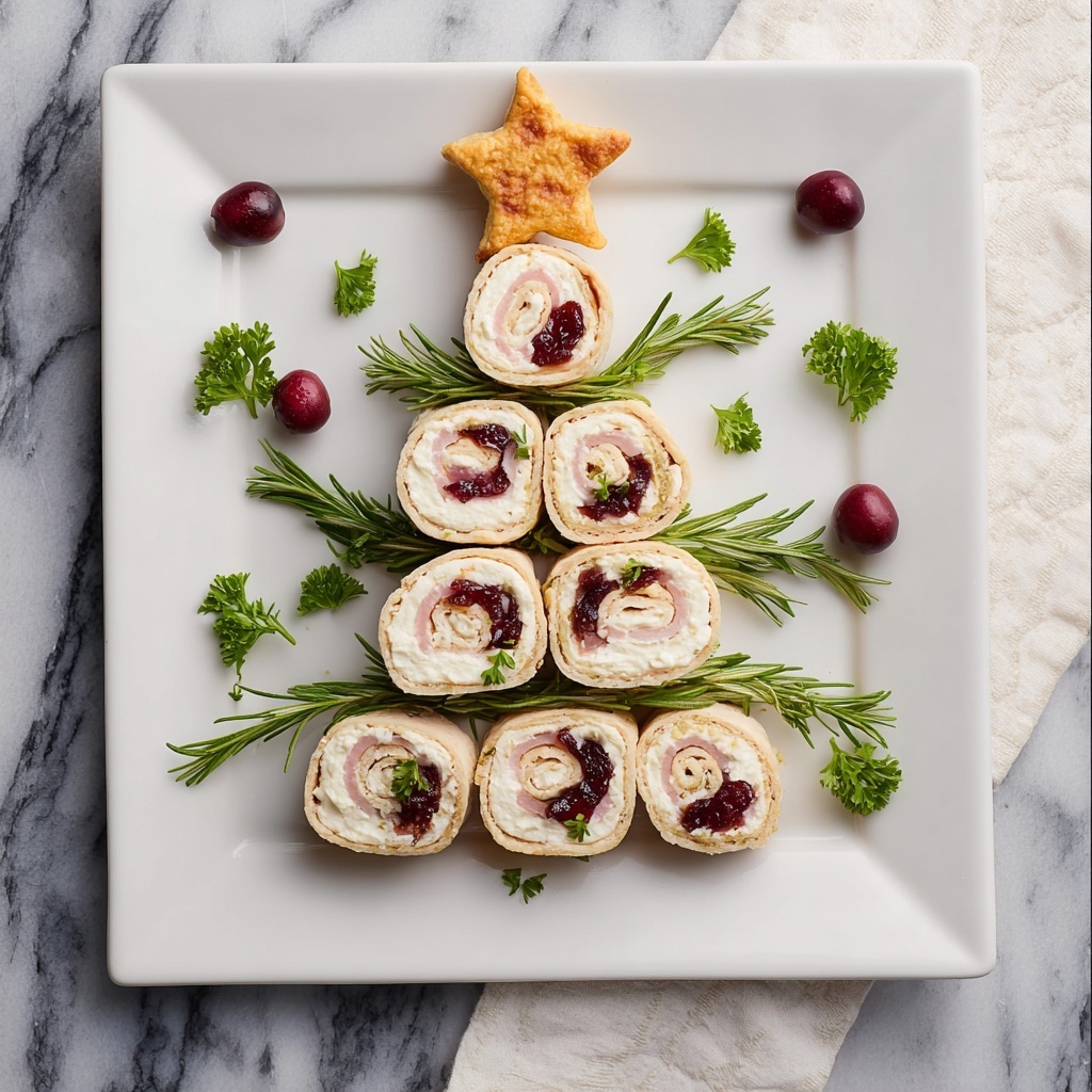 Christmas Tree Brie and Turkey Pinwheel Appetizer Recipe - Recipe Image