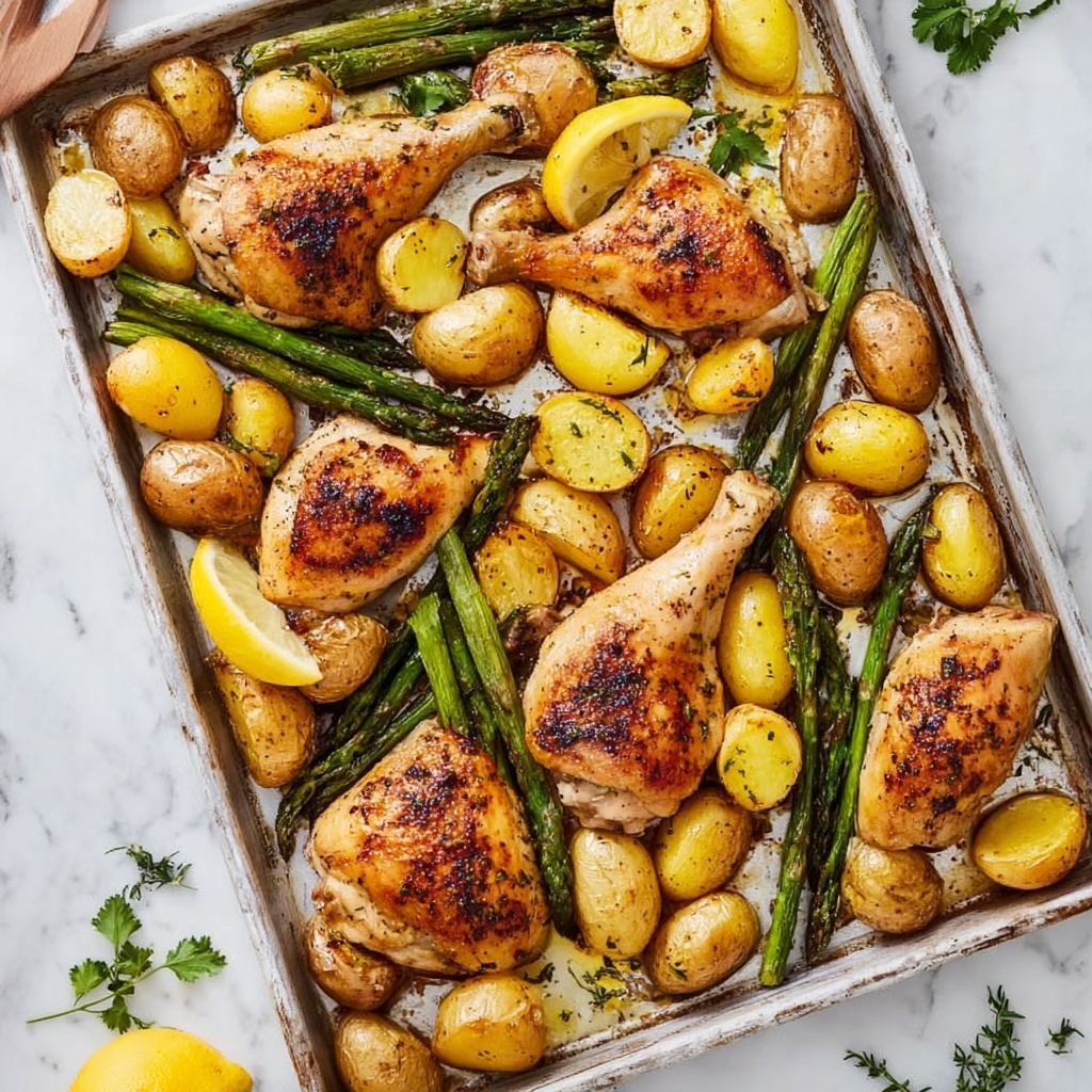 Lemon Pepper Chicken Sheet Pan Dinner with Potatoes and Asparagus Recipe - Recipe Image