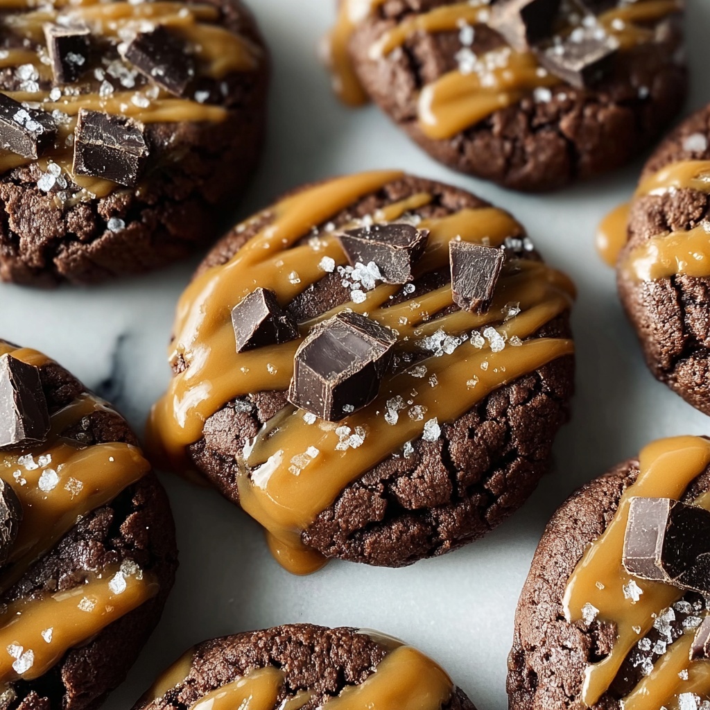 Decadent Double Chocolate Salted Caramel Cookies Recipe - Recipe Image