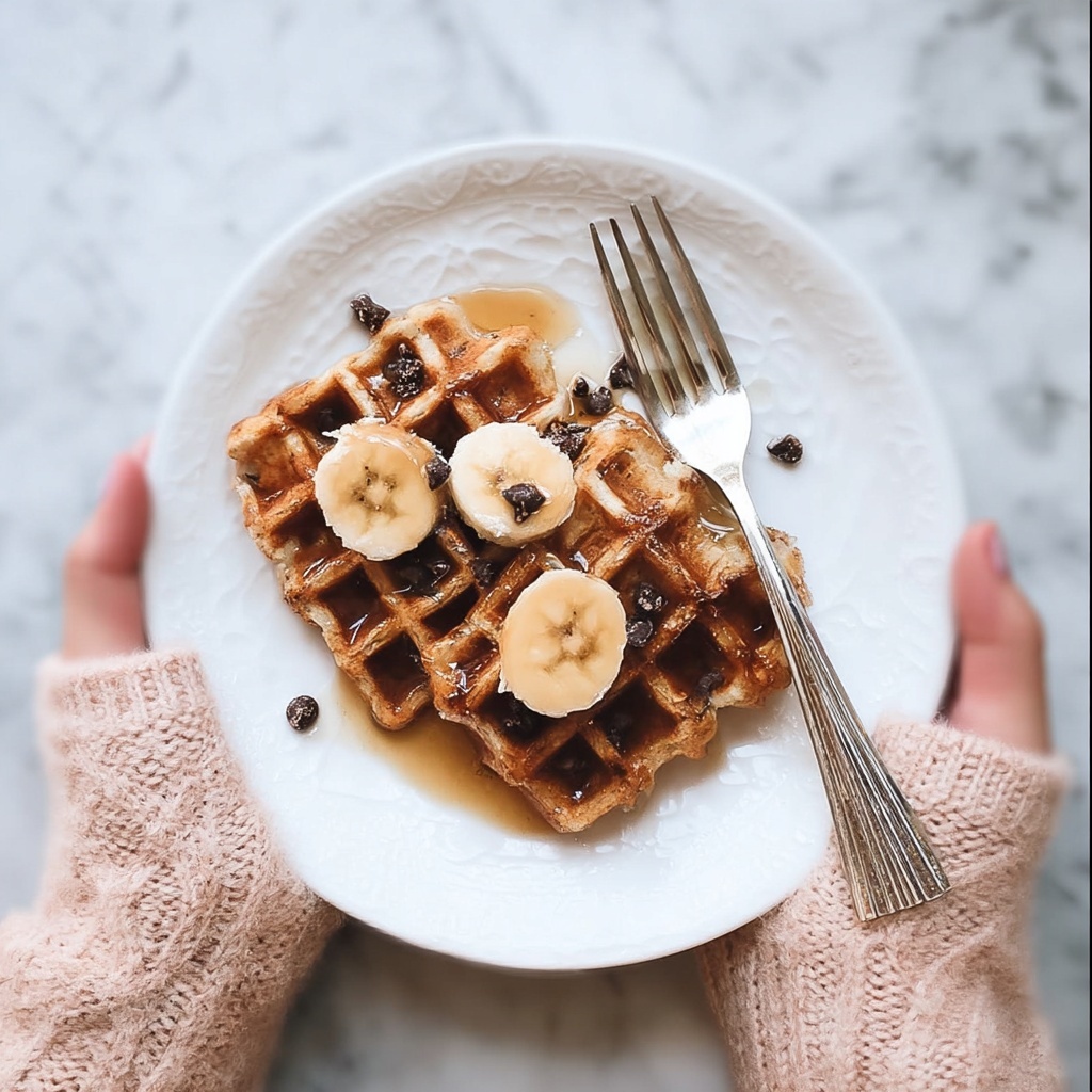 Healthy Chocolate Chip Banana Waffles Recipe - Recipe Image