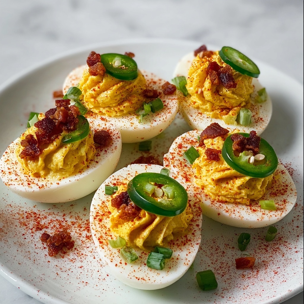 Spicy Chili Garlic Deviled Eggs Recipe - Recipe Image
