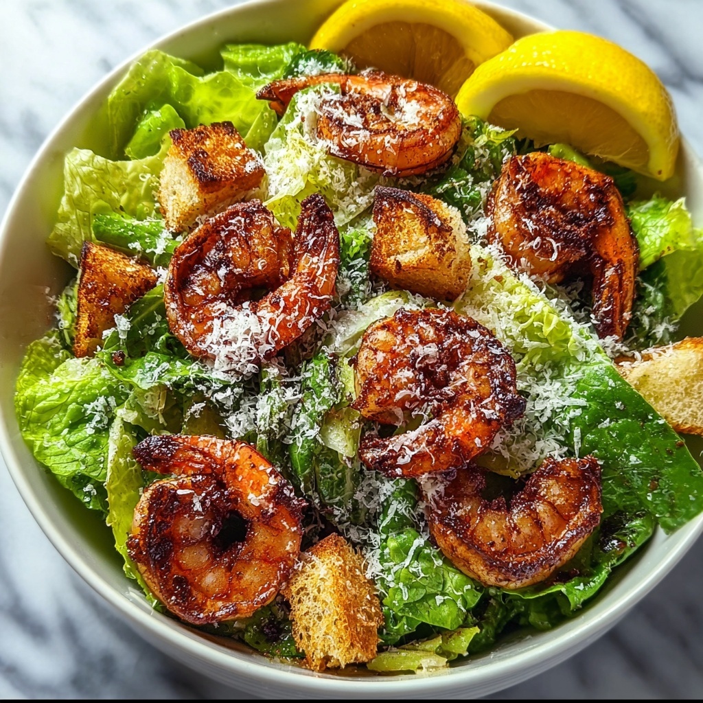 Hot Honey Blackened Shrimp Caesar Salad Recipe - Recipe Image