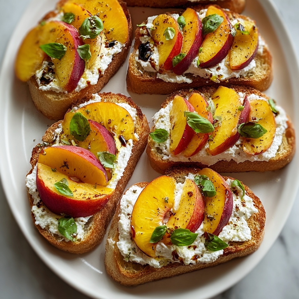 Peach Bruschetta with Whipped Ricotta Recipe - Recipe Image