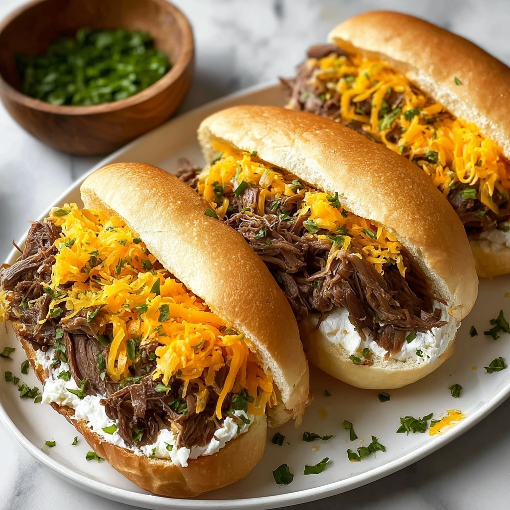 Slow Cooker Beef & Cheddar Sandwiches Recipe - Recipe Image