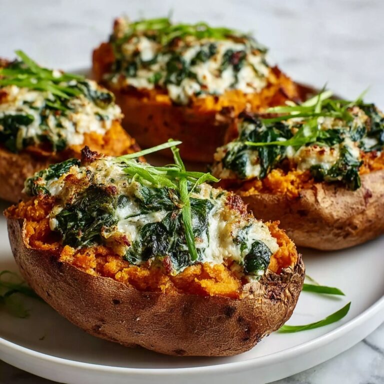 Creamy Ricotta & Spinach Stuffed Sweet Potatoes Recipe