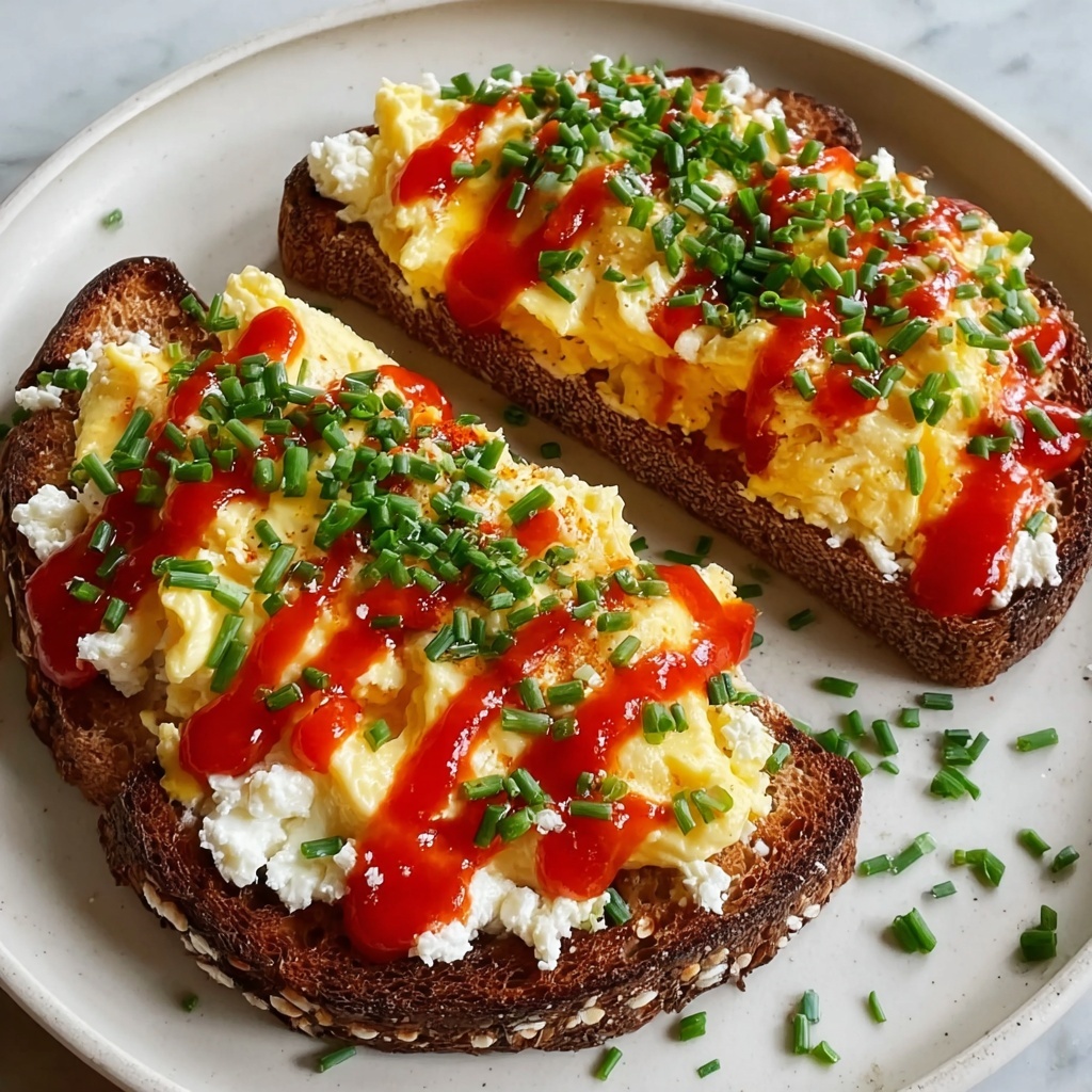 Cottage Cheese Egg & Sriracha Protein Toast Recipe - Recipe Image