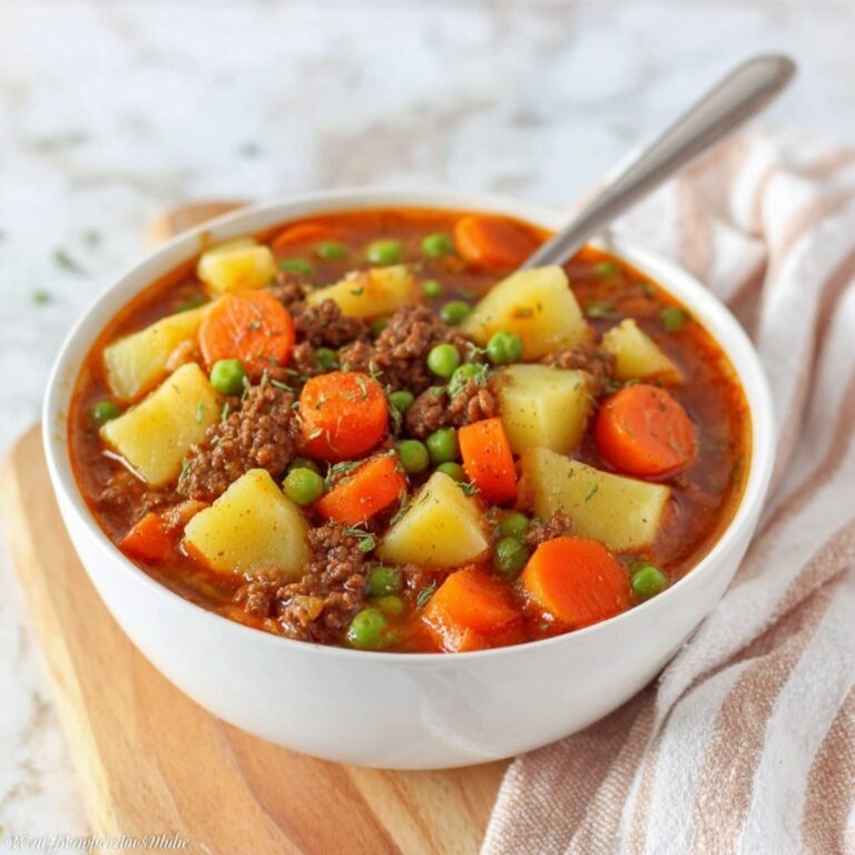 Hearty Hamburger Soup with Vegetables and Tomato Paste Recipe