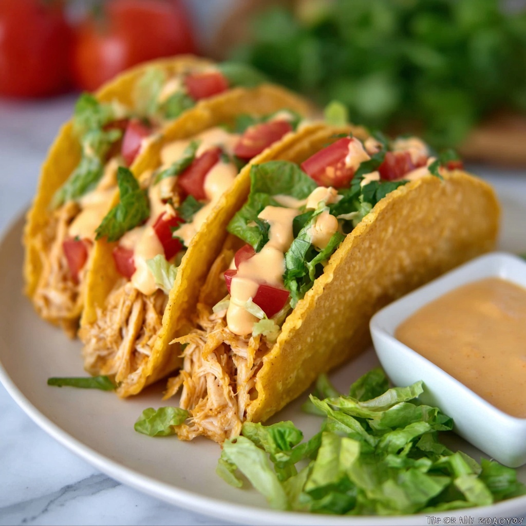 Slow Cooker Queso Chicken Tacos Recipe - Recipe Image