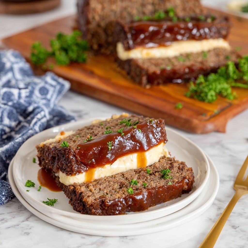 Stuffed Meatloaf with Cheesy Layers and Tangy Sauce Recipe - Recipe Image