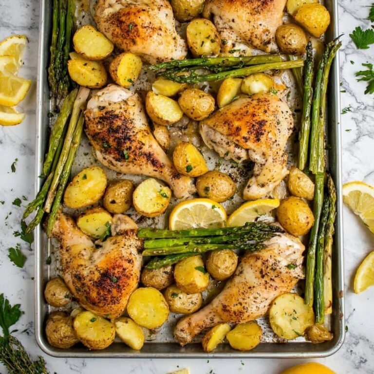 Lemon Pepper Chicken Sheet Pan Dinner with Potatoes and Asparagus Recipe