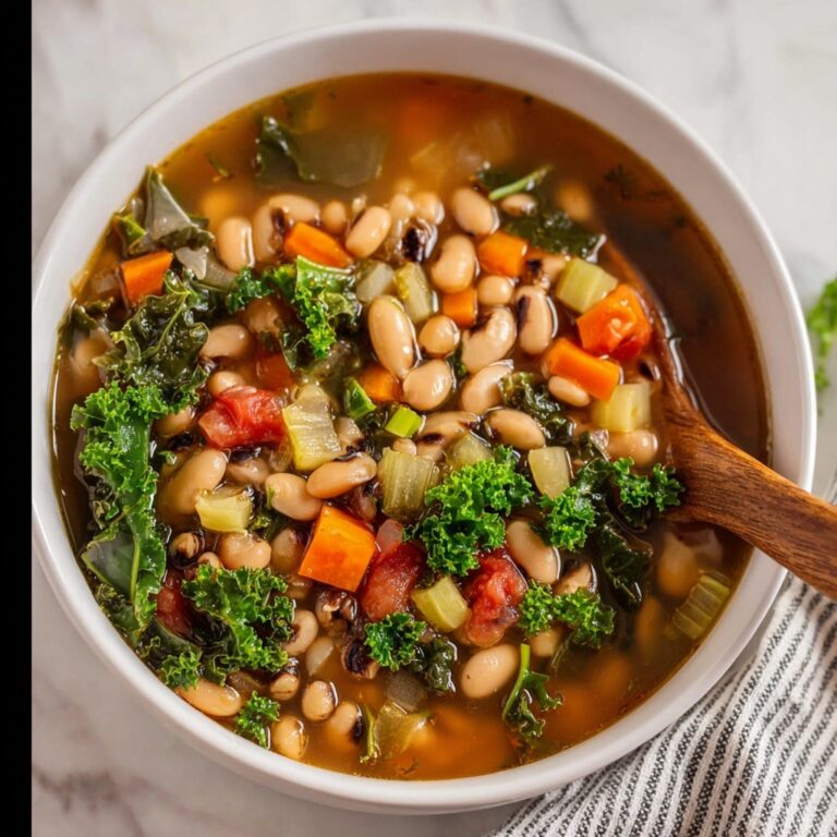 Black Eyed Pea Soup with Bacon, Kale, and Spicy Vegetables Recipe