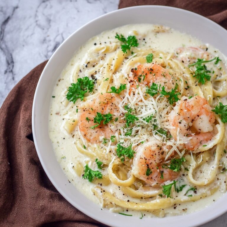 Shrimp Alfredo with Parmesan and Garlic Recipe