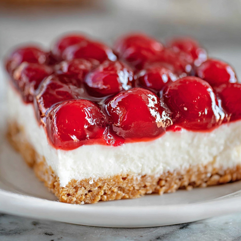 No Bake Cherry Cheesecake Bars Recipe - Recipe Image
