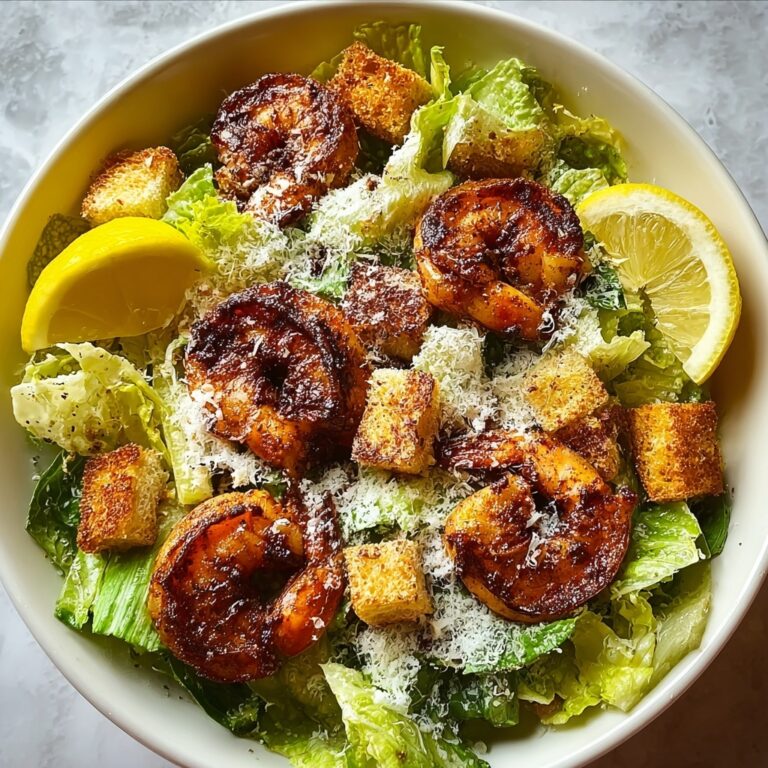Hot Honey Blackened Shrimp Caesar Salad Recipe