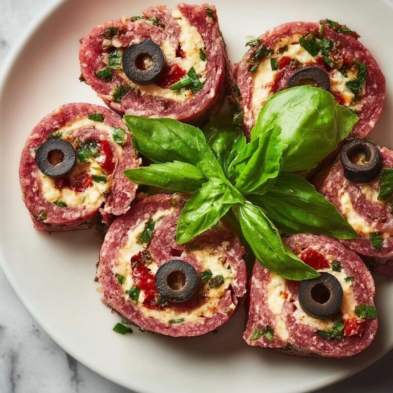 Keto Salami Roll-Ups with Cream Cheese, Olives, and Roasted Red Bell Peppers Recipe