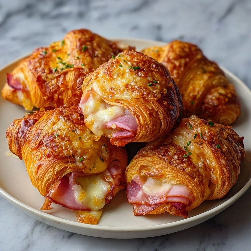 Oven-Baked Croissants with Ham and Cheese Recipe - Recipe Image