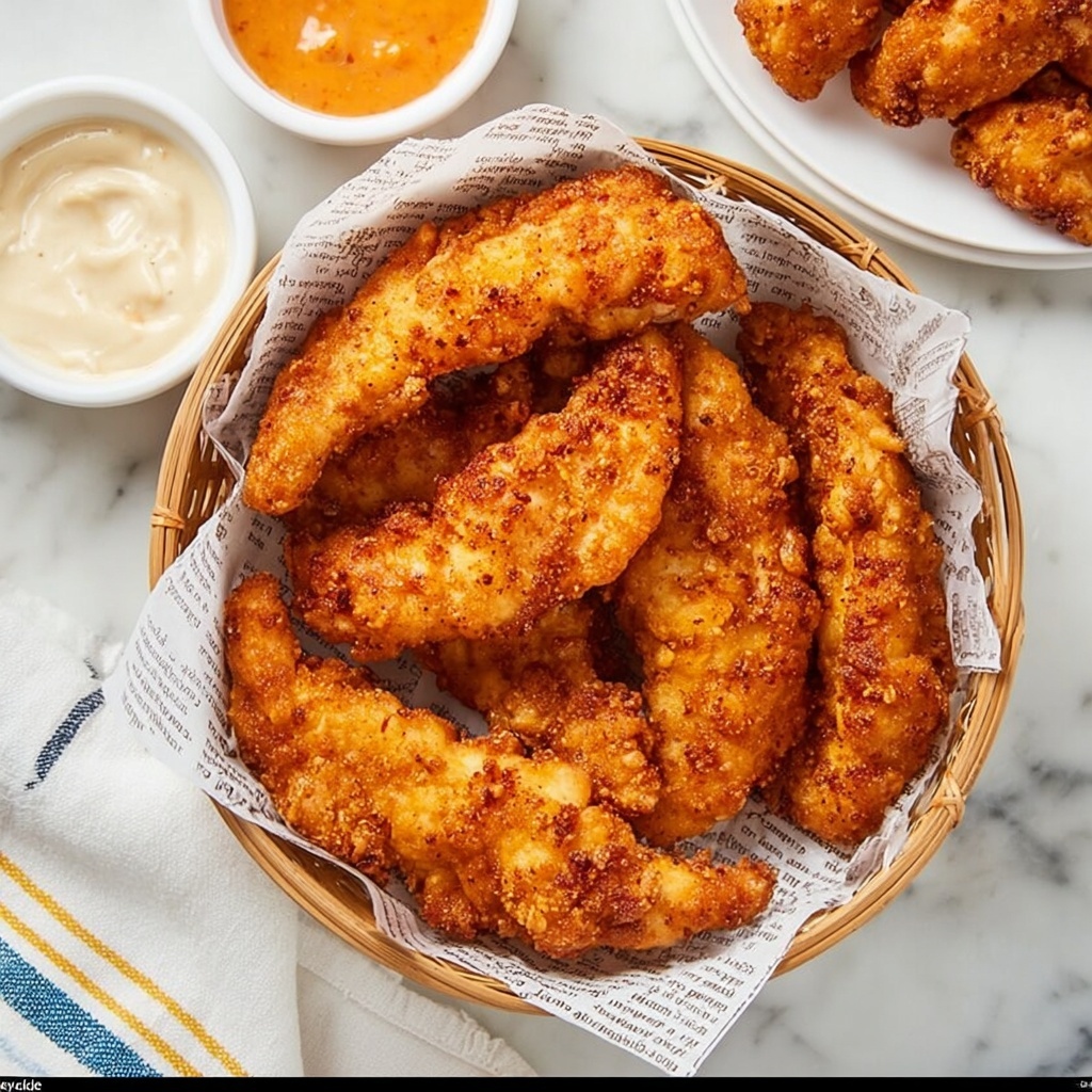 Crispy Chicken Tenders with Buttermilk and Hot Sauce Recipe - Recipe Image